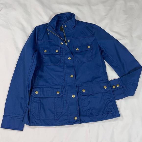 J. Crew Blue Utility Jacket with Gold Buttons - Picture 1 of 9
